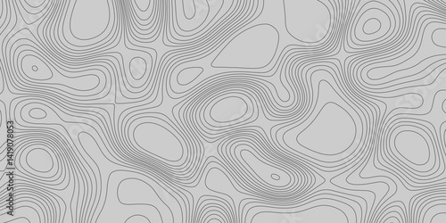 Topographic map and mountain landscape terrain texture grid abstract geometric smooth curve shape isolated on transparent background, white and grey topography pattern geographic relief lines.