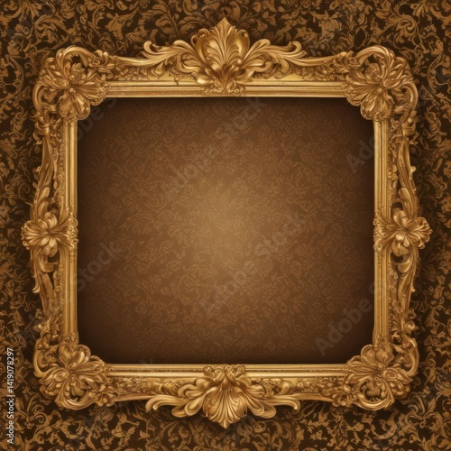 vintage gold frame, vintage gold frame on black background, vintage gold frame on black