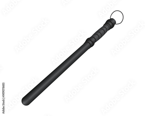 Vector design of a security tool commonly used by security guards called a truncheon made of very hard, black rubber