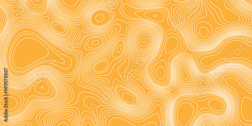 White lines orange color terrain map contours trails mountain grid landscape topology geographic relief texture background, topography and geography map lines seamless ornament abstract backdrop.