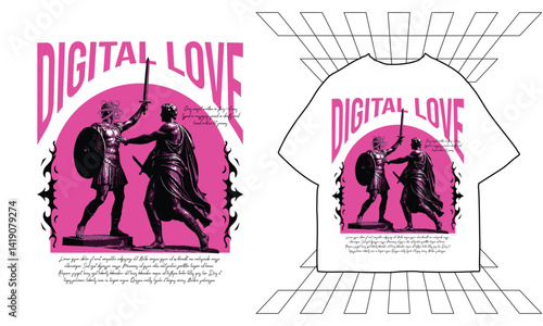 typography slogan greek statue and skull  graphic vector illustration in grunge style, t shirt design, vector graphic, t shirts streetwear and urban style