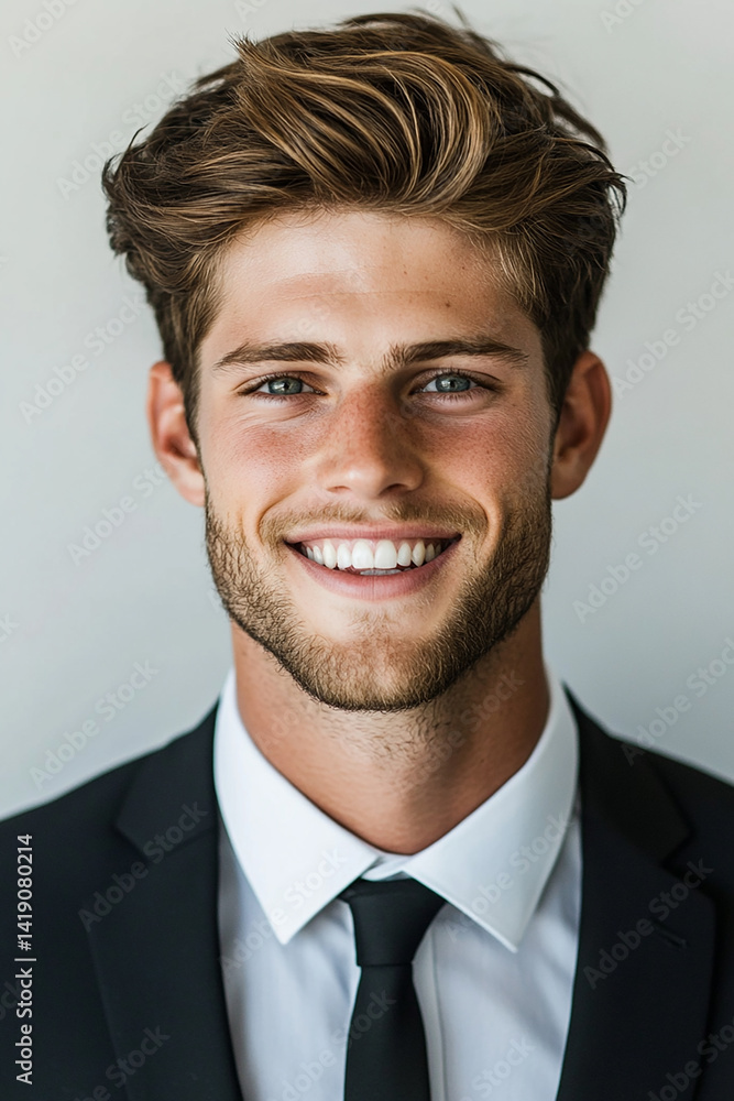 Business man on clean background, close up portrait of a smiling man in a suit Business man on clean background, close up portrait of a smiling man in a suit