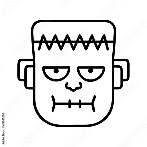Vector illustration of frankenstein monster head for halloween spooky horror character design icon