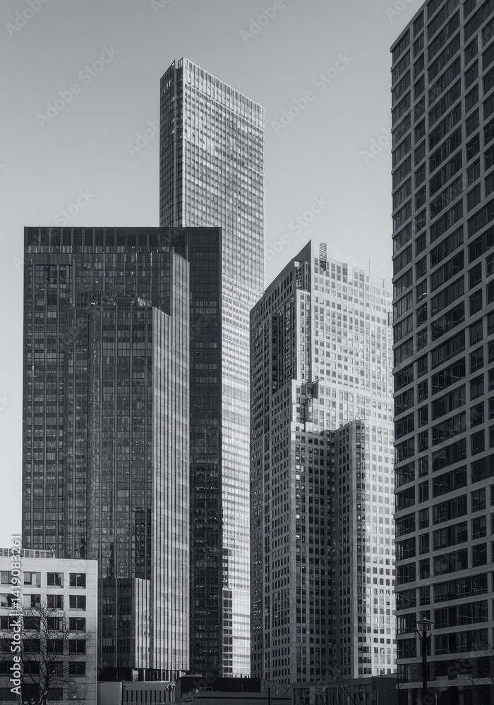 Monochrome Cityscape of Tall Skyscrapers Monochrome Cityscape of Tall Skyscrapers