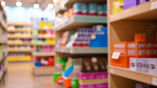 Wallpaper Mural Toy store aisle with shelves of colorful children's games and plush animals Torontodigital.ca
