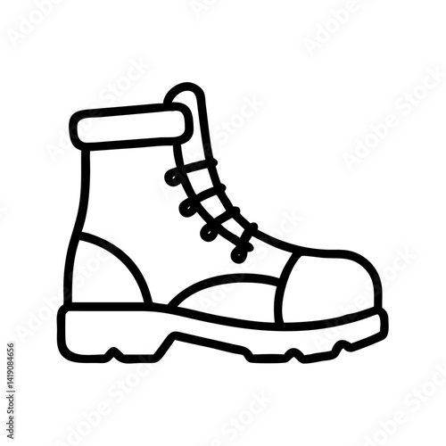 Boot footwear outline vector illustration for hiking work or fashion design element clip art icon