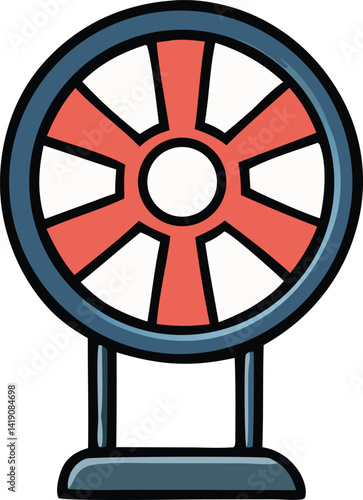 A 3D render shows an isolated, round, metal fan as part of an air conditioning unit, an auto object for cool transportation