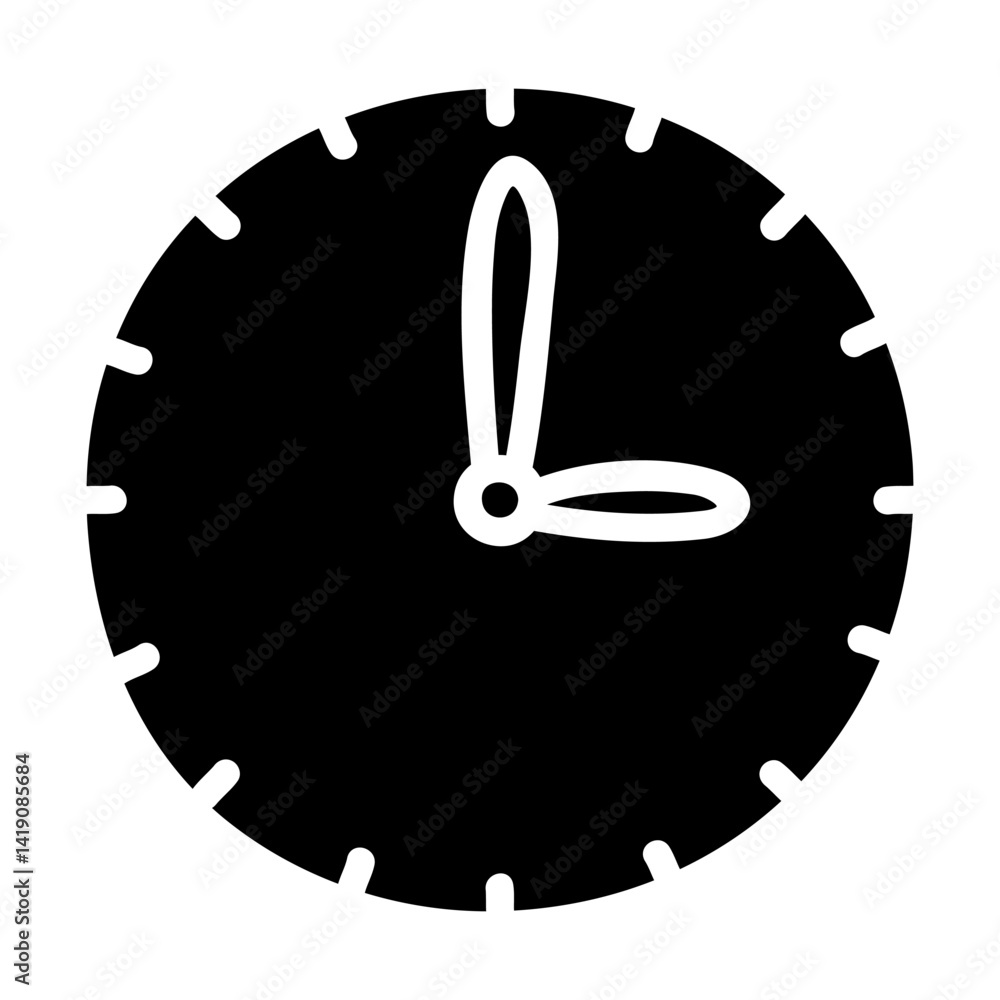 Clock hand draw icon vector. Time illustration sign. Wall clock symbol or logo.