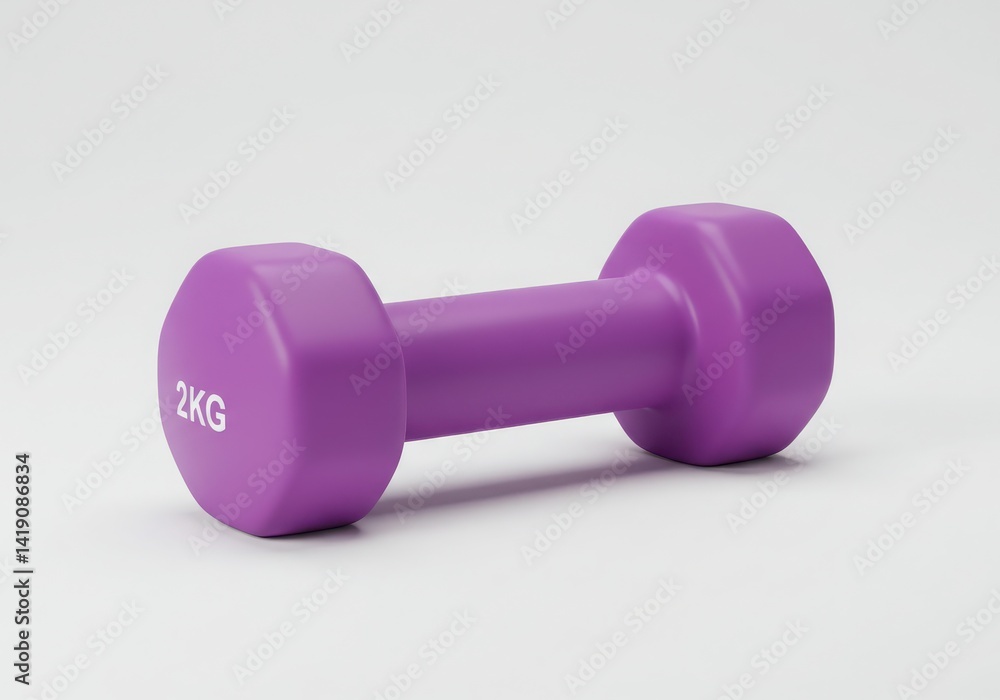 Purple dumbbell of two kilograms on white background Purple dumbbell of two kilograms on white background
