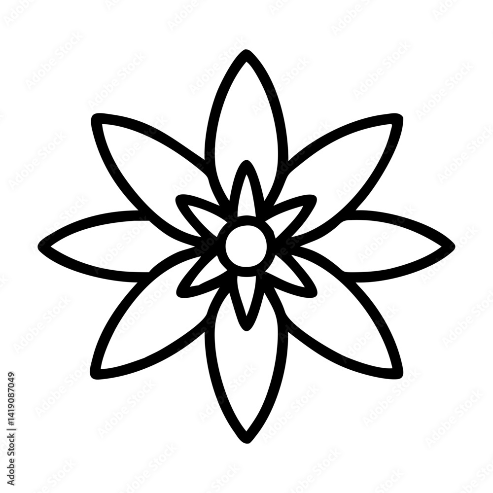 Flower outline drawing vector illustration floral design element botanical art graphic nature bloom blossom Flower outline drawing vector illustration floral design element botanical art graphic nature bloom blossom
