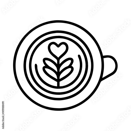 Top view of latte art in coffee cup vector illustration for cafe and beverage design element