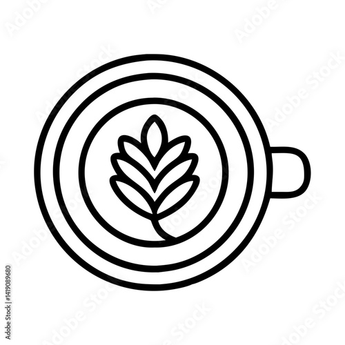 Latte art vector coffee cup illustration top view design for cafe menu and branding template idea