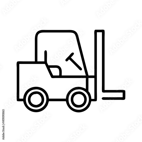 Forklift truck vector icon illustration, material handling equipment for warehouse logistics and industry