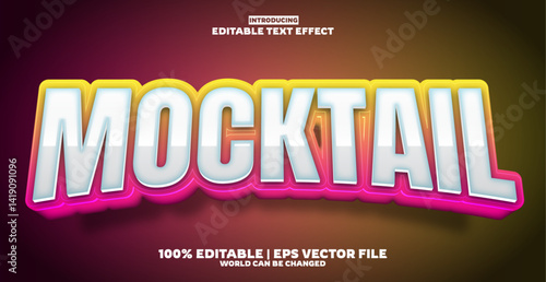 Mocktail editable text effect in new modern trend style