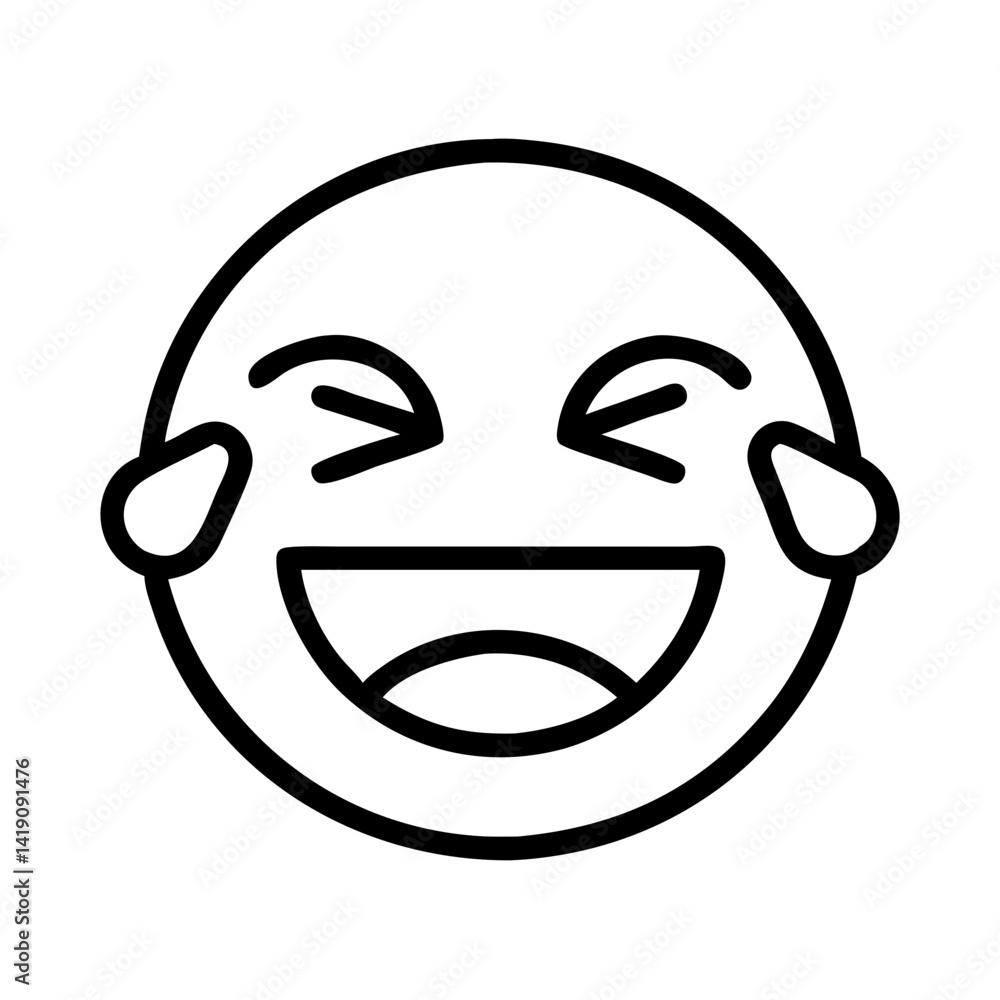 Laughing crying emoji vector illustration, funny face expression, tears of joy, happy face icon Laughing crying emoji vector illustration, funny face expression, tears of joy, happy face icon