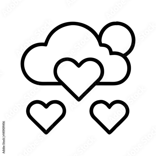Cloud heart rain love weather forecast vector icon illustration design element graphic symbol drawing