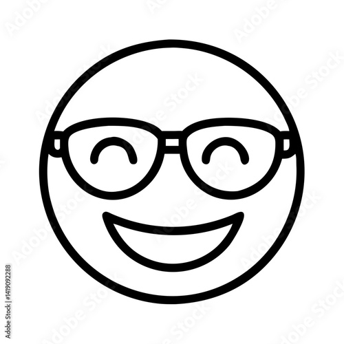 Download happy face emoji with glasses vector icon illustration for social media design needs