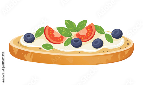 Slice of Cake with Berries and Tomato