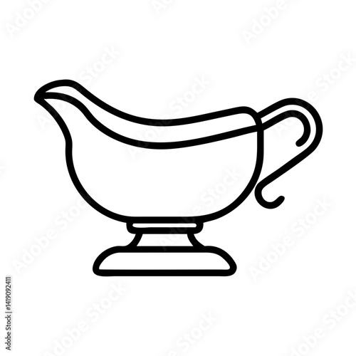 Outline vector of gravy boat sauce boat for kitchenware serving dish food presentation design