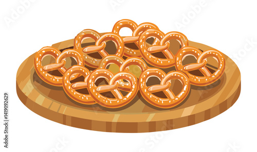 Pretzels Platter - Vector Illustration