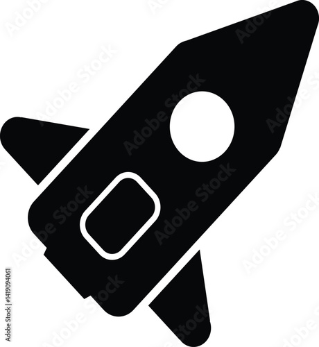 Silhouette Rocket Launched Icon