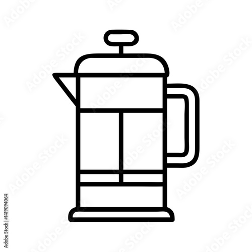 French press coffee maker vector illustration for coffee brewing equipment and kitchenware design