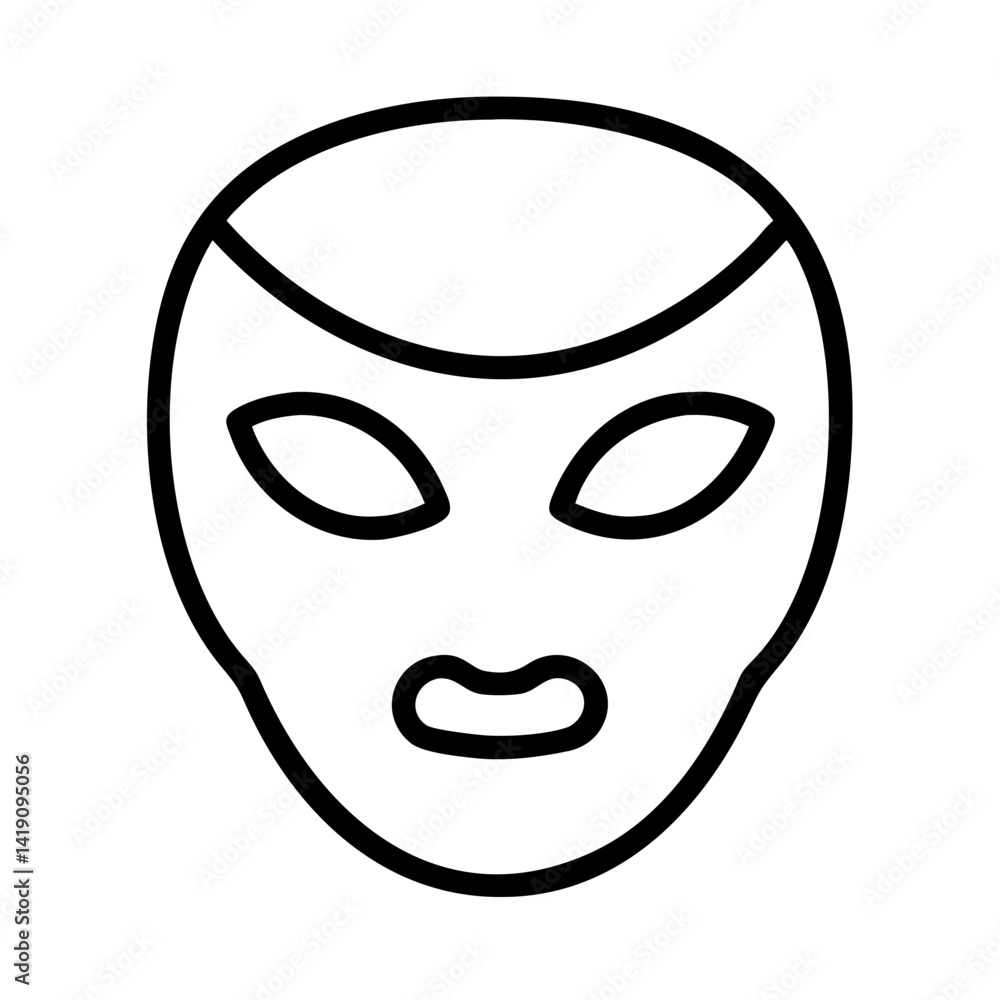 Facial mask treatment outline icon for skincare routine and beauty product concept vector design Facial mask treatment outline icon for skincare routine and beauty product concept vector design
