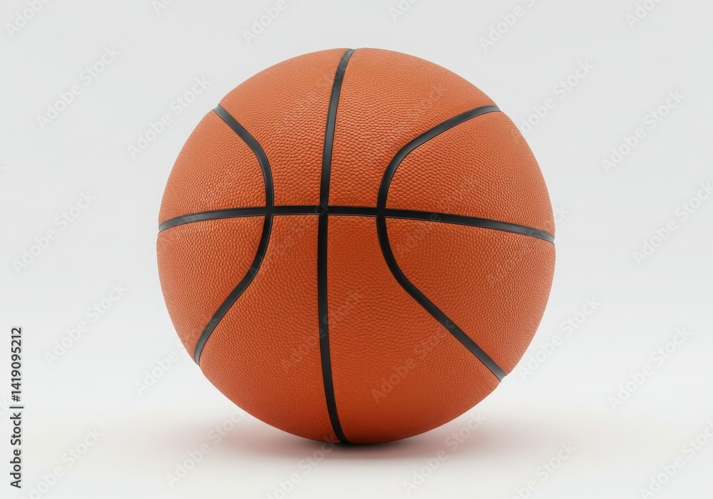 Fototapeta premium Orange basketball close up shot on white background
