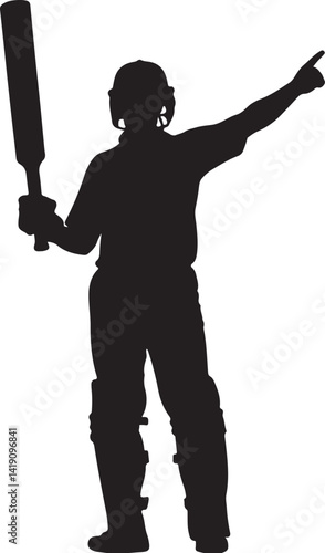 cricketer posing with bat vector silhouette
