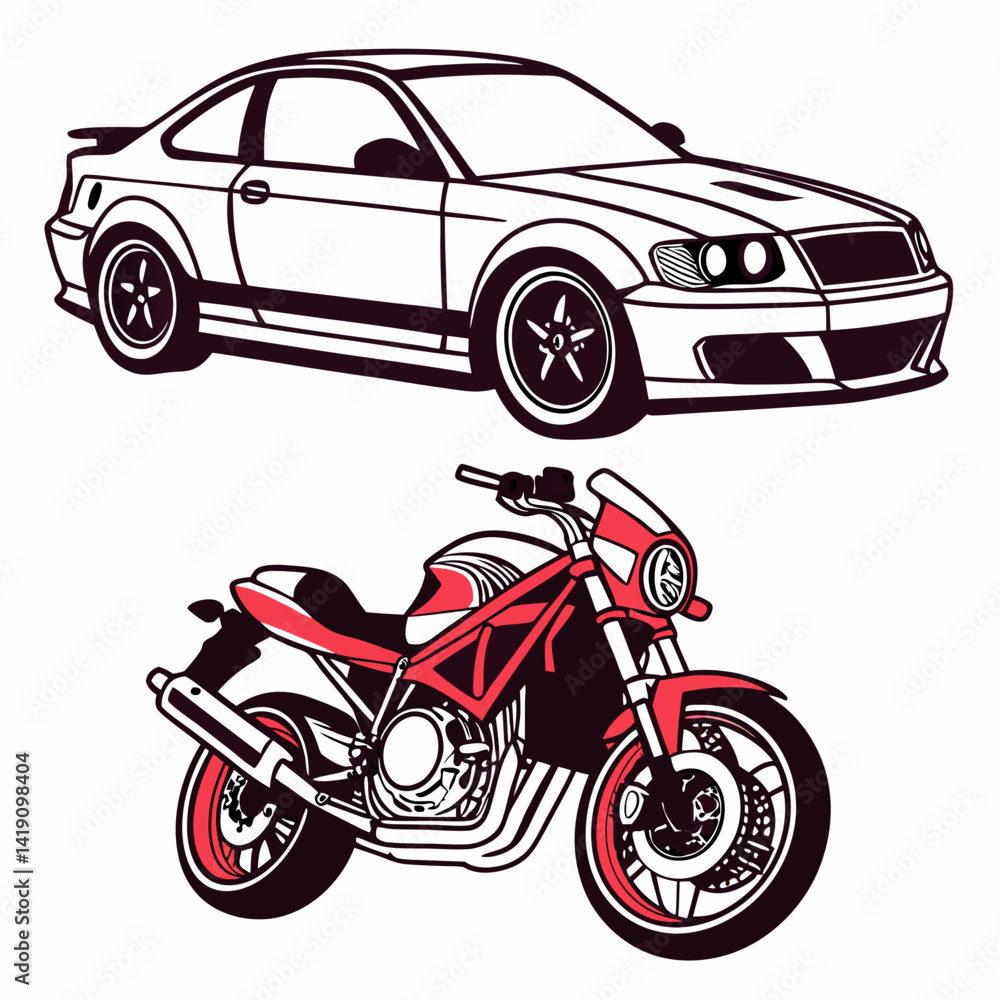 Obraz premium High-quality vector graphic design of a car or motorcycle with a clean white background