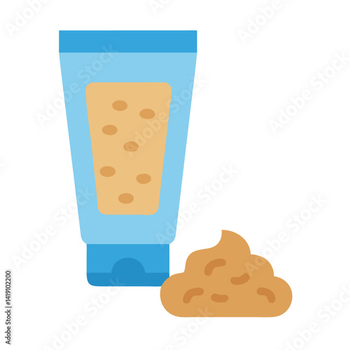 Tan-colored face or body scrub with blue tube