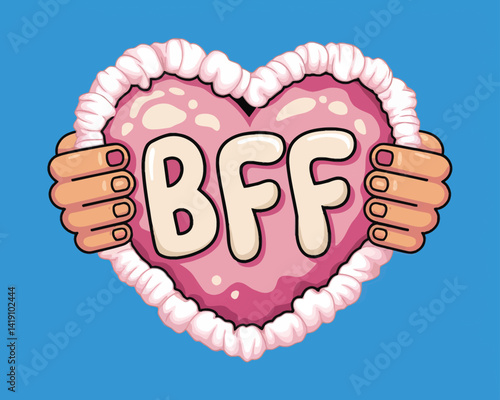 2d vector illustration card happy celebration day best friend forever design printable with lettering and design element 
