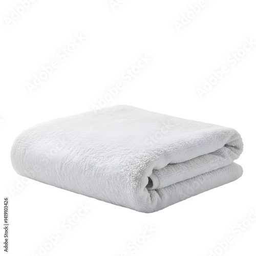 Soft White Towel, Folded Neatly, Transparent Background