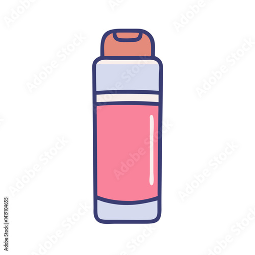 Pink and Blue Kawaii Thermos Bottle Isolated on Black