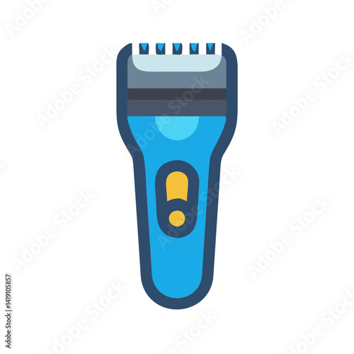 Blue beard trimmer icon on black background illustration