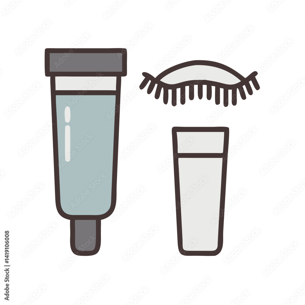 Eyebrow Makeup: Cream, Brush, and Empty Container Vector Eyebrow Makeup: Cream, Brush, and Empty Container Vector