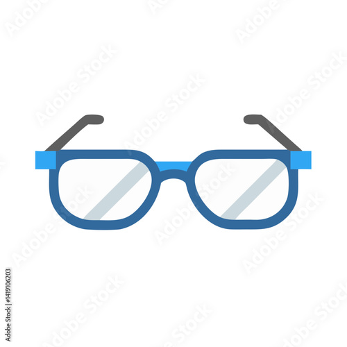 Blue Eye Glasses with Gray Arms on Black Background