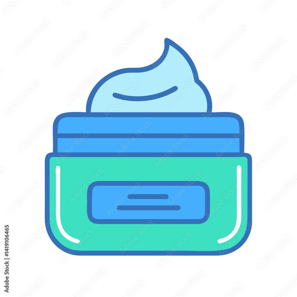 Illustration of open cosmetic cream in a jar Illustration of open cosmetic cream in a jar