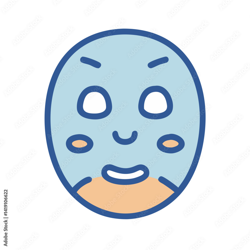 Fototapeta premium Blue facial mask vector illustration on black background