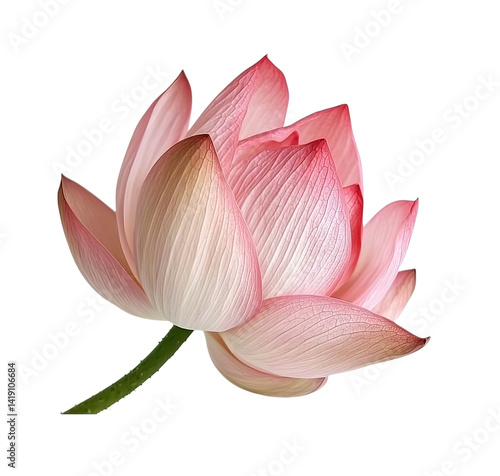 A pink lotus flower, isolated on Png Format and Transparent Background