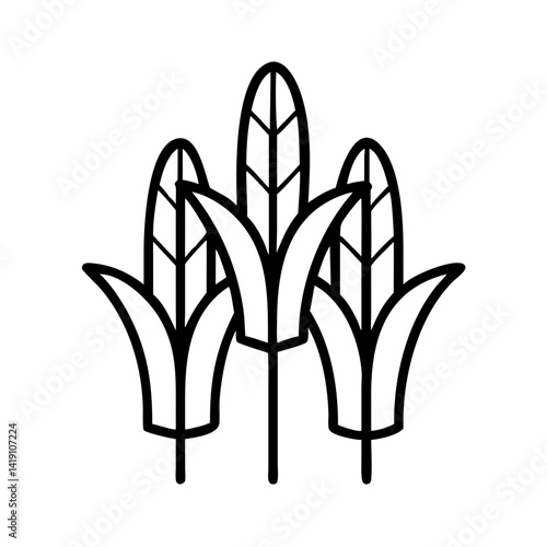 Vector graphic of black and white corn stalks illustration agriculture farming harvest symbol design