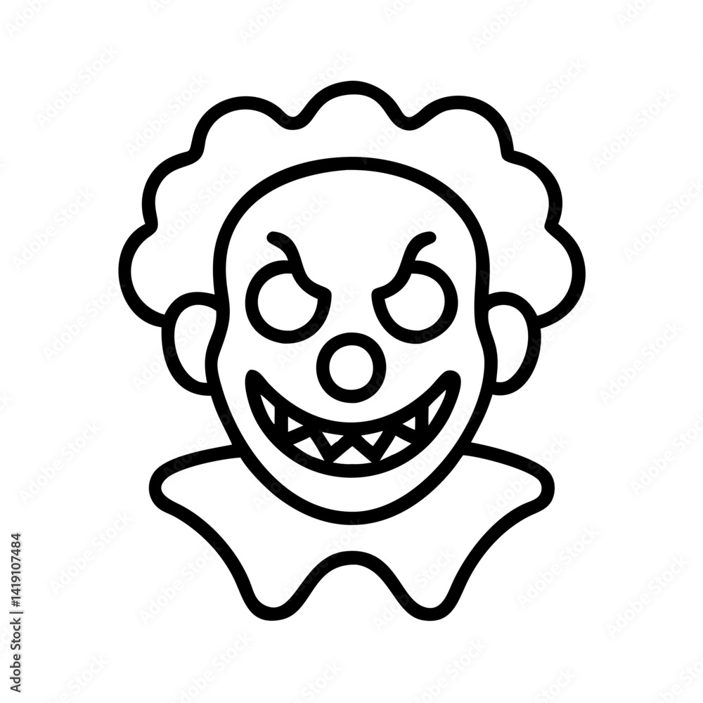 Scary halloween clown vector illustration outline drawing for halloween designs and templates graphic art Scary halloween clown vector illustration outline drawing for halloween designs and templates graphic art