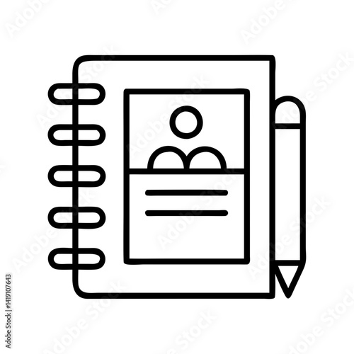 Address book contact list with pencil vector icon personal organizer contact information symbol