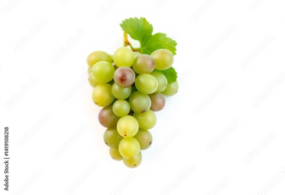 Single, vibrant green grape isolated on pure white background, food photography, single Single, vibrant green grape isolated on pure white background, food photography, single