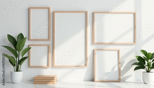 Modern collage frame mockup with multiple frames in different sizes and orientations , design, frame