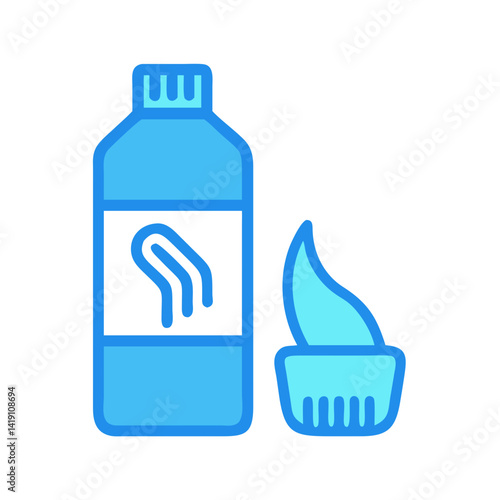 Blue gel bottle with opened cap for hair