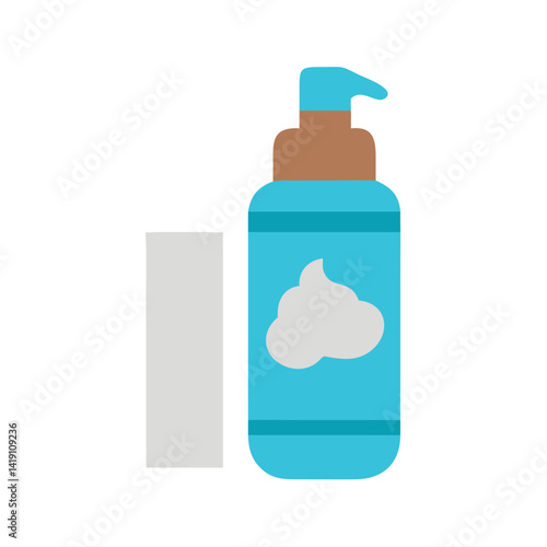 Minimalist shaving cream bottle and towel on black backdrop