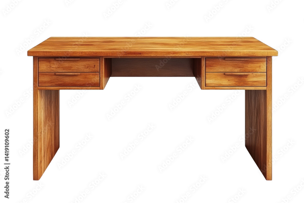 Elegant Wooden Desk with Drawers Rich Brown Finish Perfect for Home Office or Study Isolated on transparent background Elegant Wooden Desk with Drawers Rich Brown Finish Perfect for Home Office or Study Isolated on transparent background