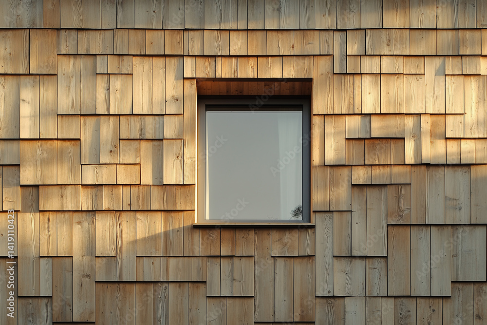 Rustic Wooden Wall with Small Window Detail