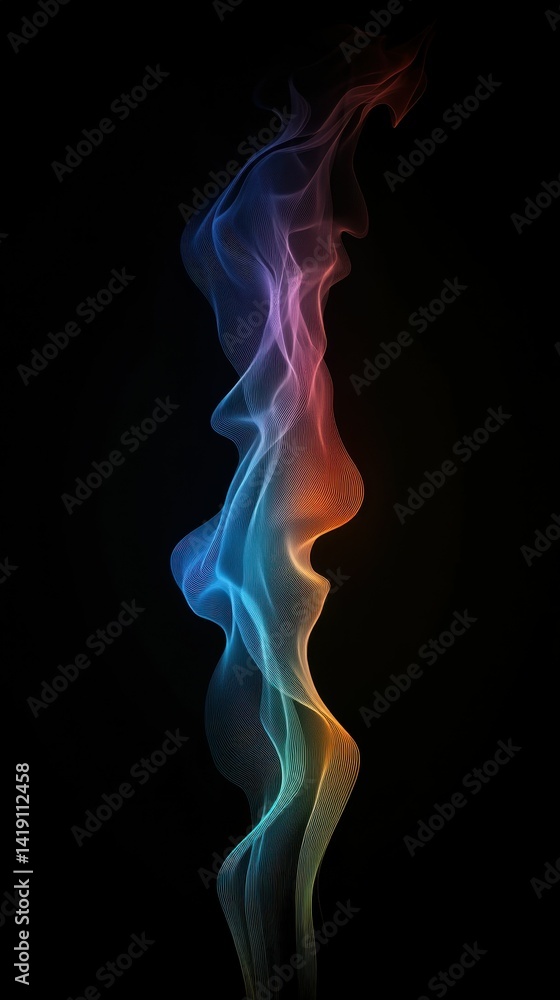 Abstract colorful lines, flowing, dark background. Abstract colorful lines, flowing, dark background.